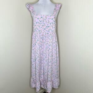 Sokie Collective The Summer Flutter Dress Small Lavender Floral Midi Ruffle New